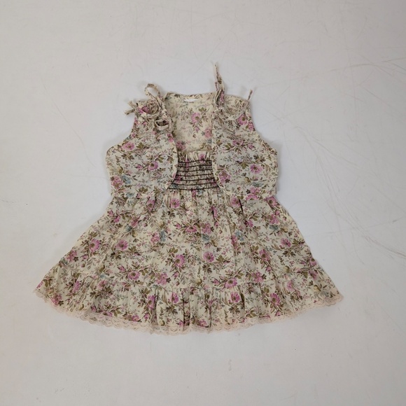 Free With Purchase - 2T 70's Floral Dress and Vest Set Ruching Gathered Ruffles - Picture 2 of 9